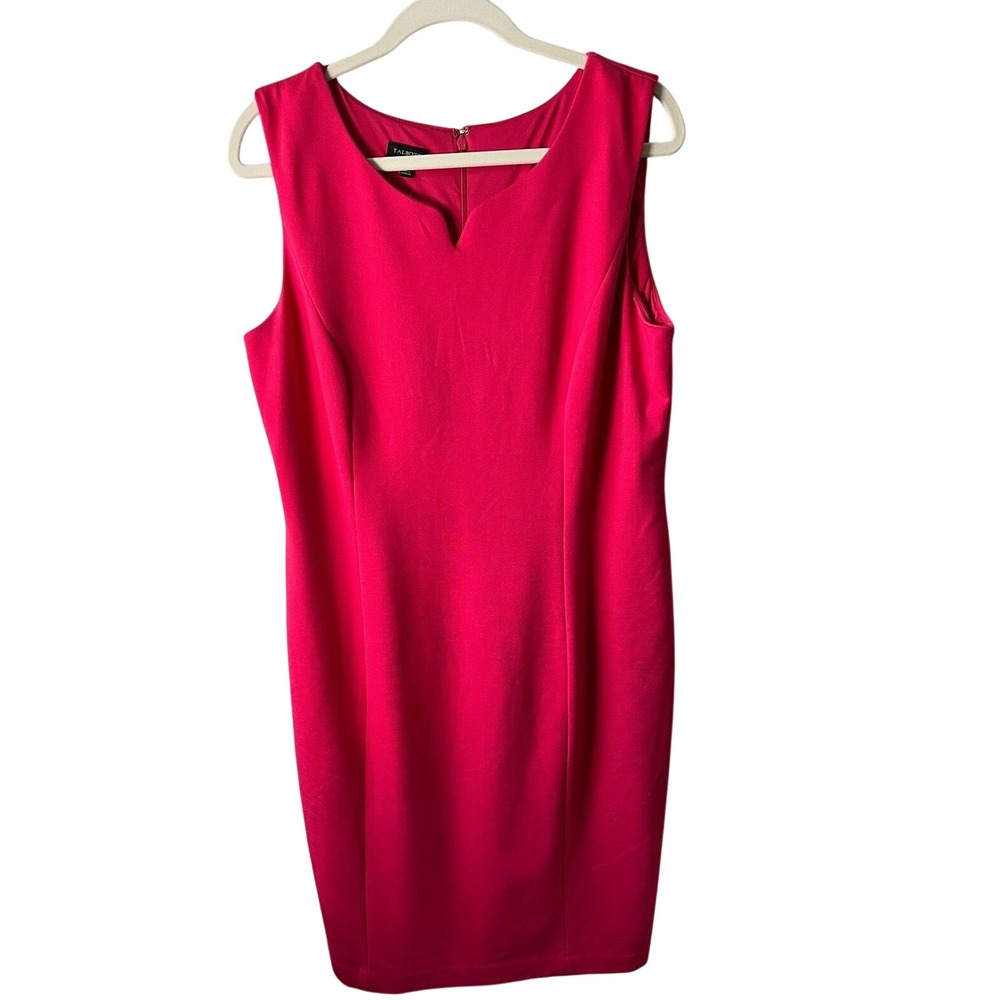 Talbots Pink Sleeveless Sheath Dress Notched Neckline Ponte Knit 14 Old Money